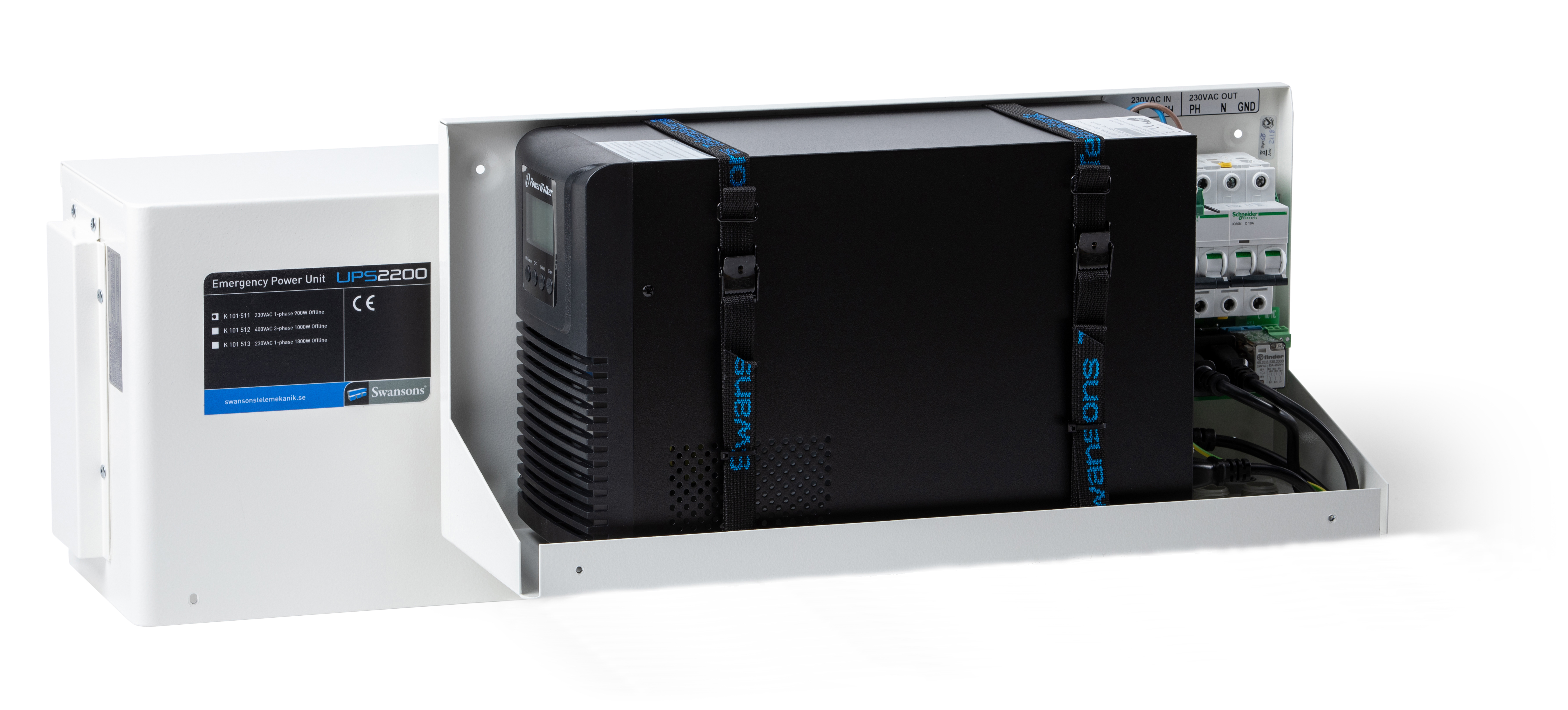 UPS - UPS2200 Väggmonterad 1-3kVA 1-fas. 1,2kVA 3-fas. För dörrautomatik och portar